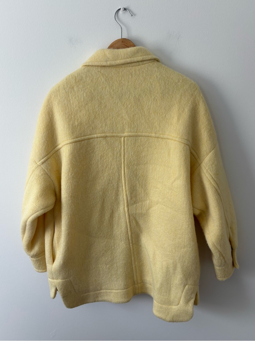Mango Oversized Utility Jacket Butter Yellow Wool-Look Size Small Fall Chic - Picture 10 of 12